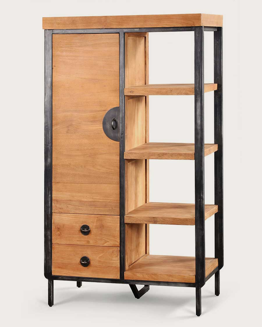 Samurai - Mobile da bagno industriale in teak e metallo