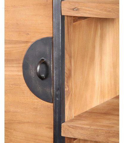 Samurai - Industrieller Badezimmerschrank aus Teakholz und Metall