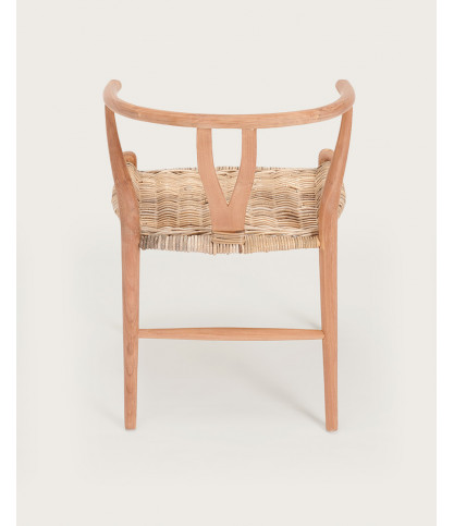 Lyia - Stuhl aus massivem Teakholz und Rattan