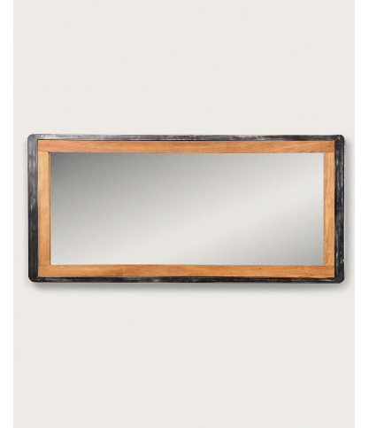 Samurai - Large mirror in solid teak and metal