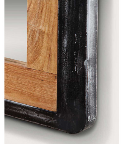Samurai - Large mirror in solid teak and metal