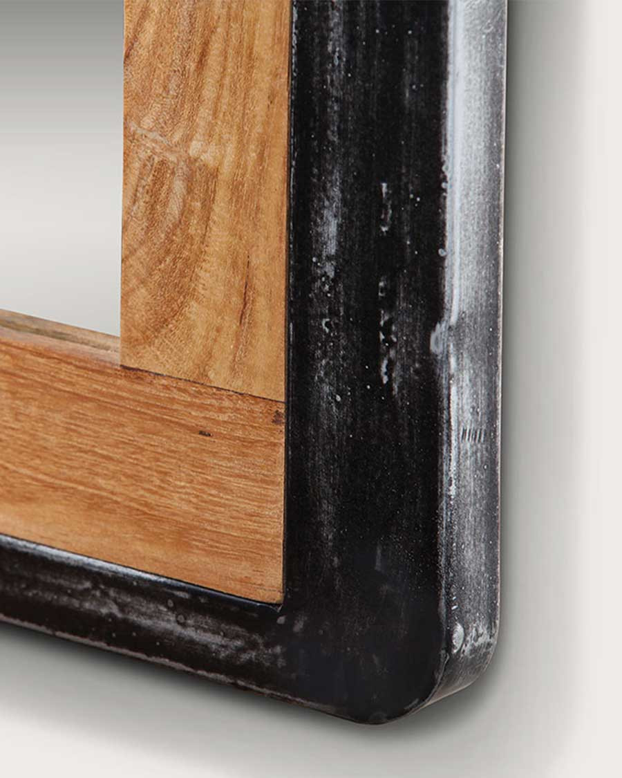 Samurai - Large mirror in solid teak and metal
