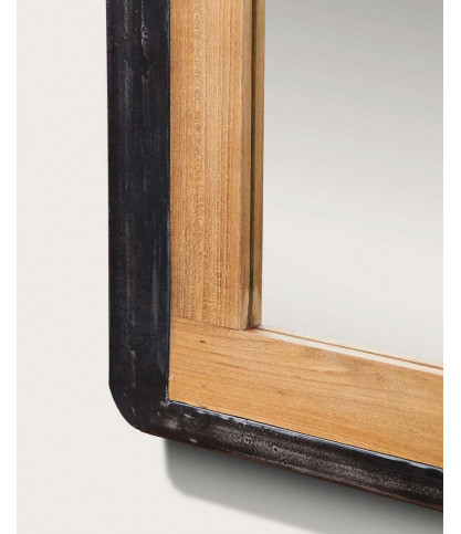 Samurai - Large mirror in solid teak and metal