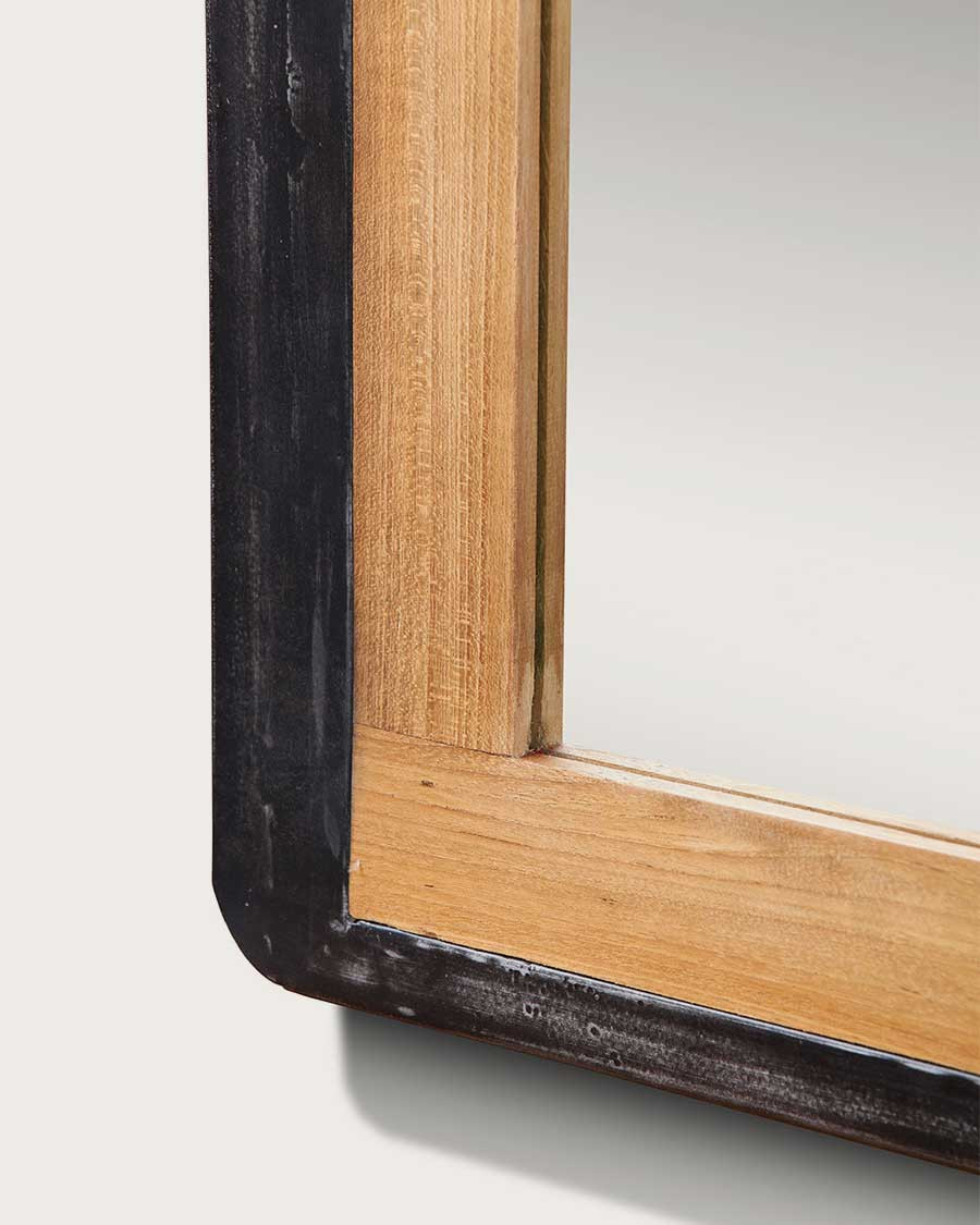 Samurai - Large mirror in solid teak and metal