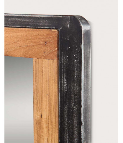 Samurai - Large mirror in solid teak and metal