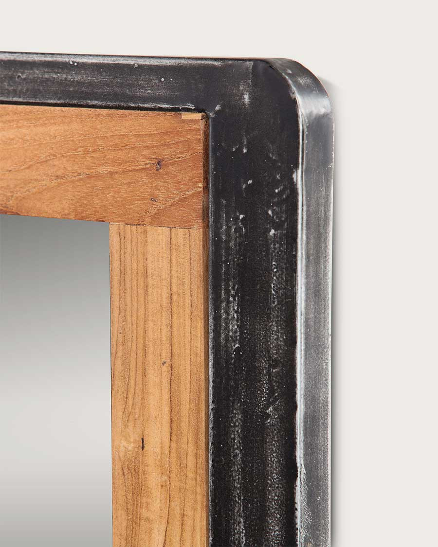Samurai - Large mirror in solid teak and metal