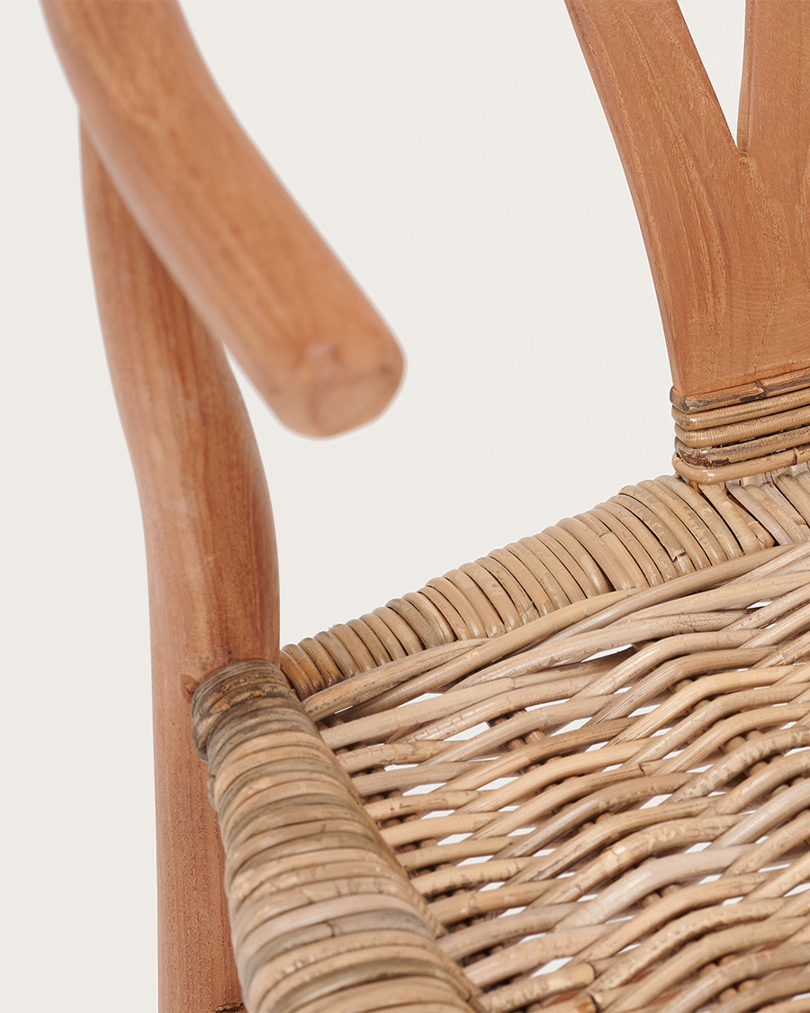 Lyia - Stuhl aus massivem Teakholz und Rattan