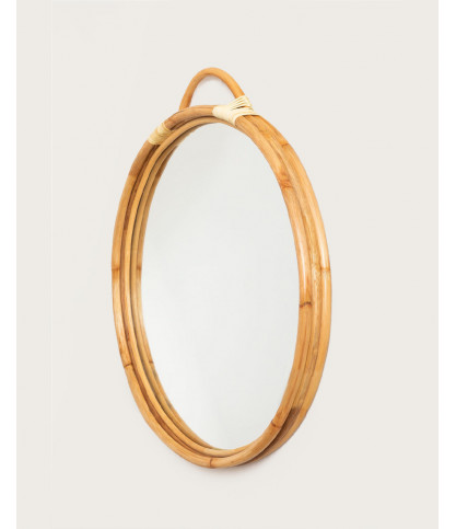 Monoï - Round mirror in woven rattan