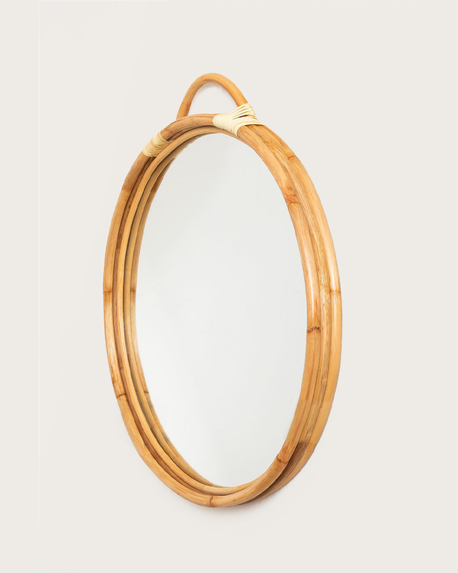 Monoï - Round mirror in woven rattan