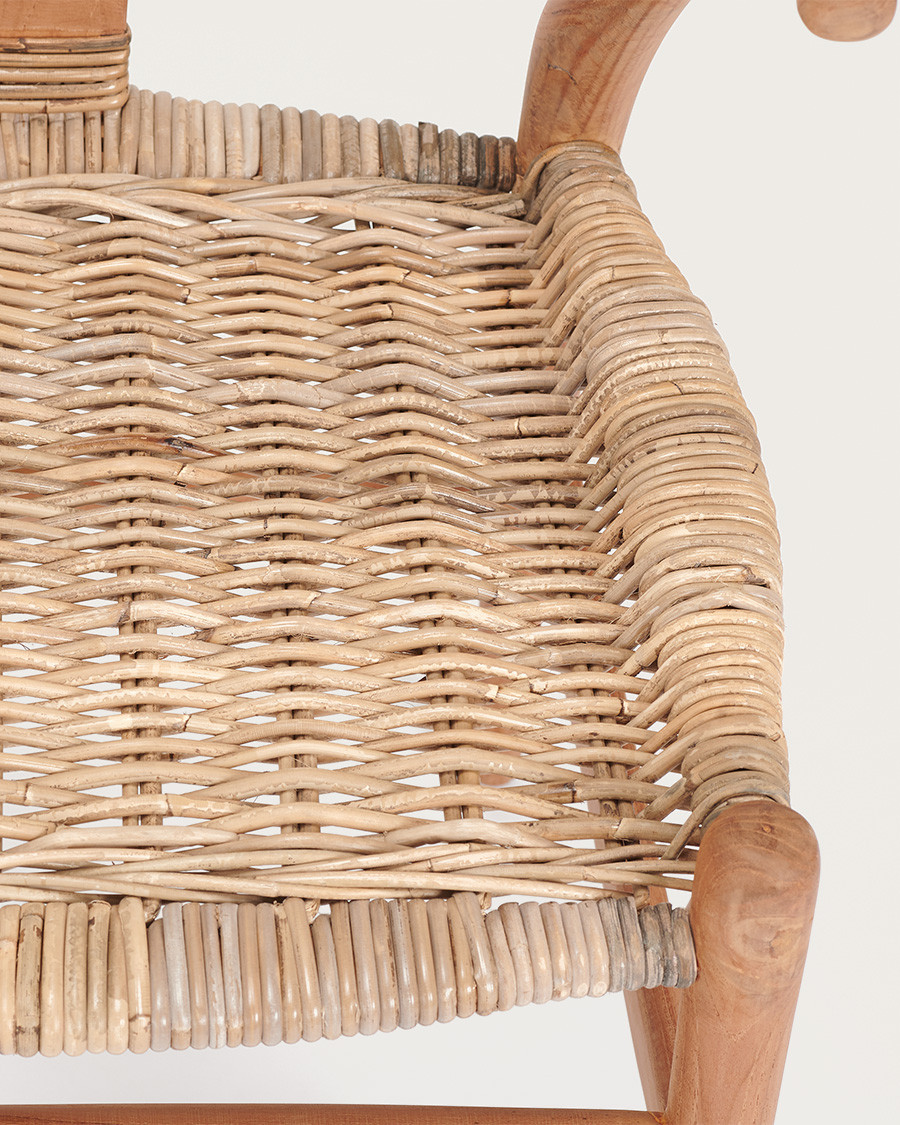 Lyia - Stuhl aus massivem Teakholz und Rattan