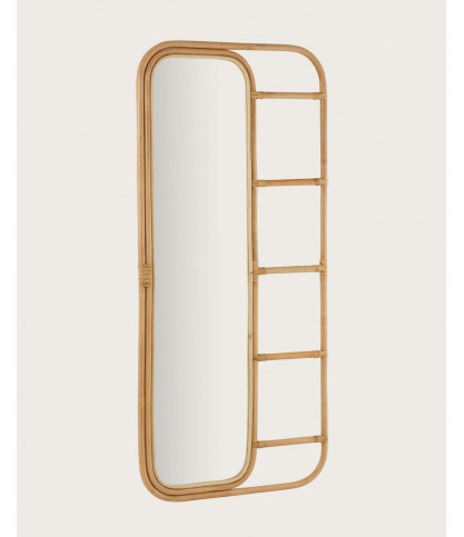 Lana - Vertical ladder mirror in woven rattan