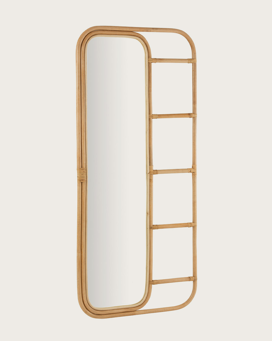 Lana - Vertical ladder mirror in woven rattan