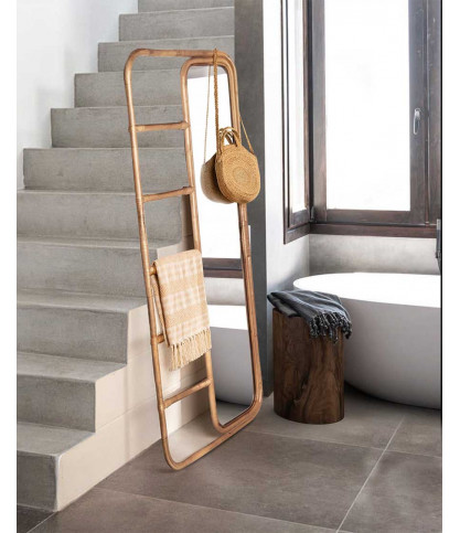 Lana - Vertical ladder mirror in woven rattan
