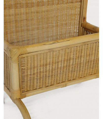 Prima - Vertical mirror in woven rattan with basket