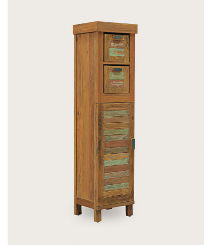 Antik - Kleine Badezimmersäule aus recyceltem Bootsteakholz
