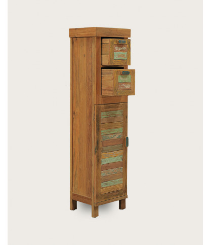 Antik - Kleine Badezimmersäule aus recyceltem Bootsteakholz