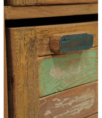 Antik - Kleine Badezimmersäule aus recyceltem Bootsteakholz