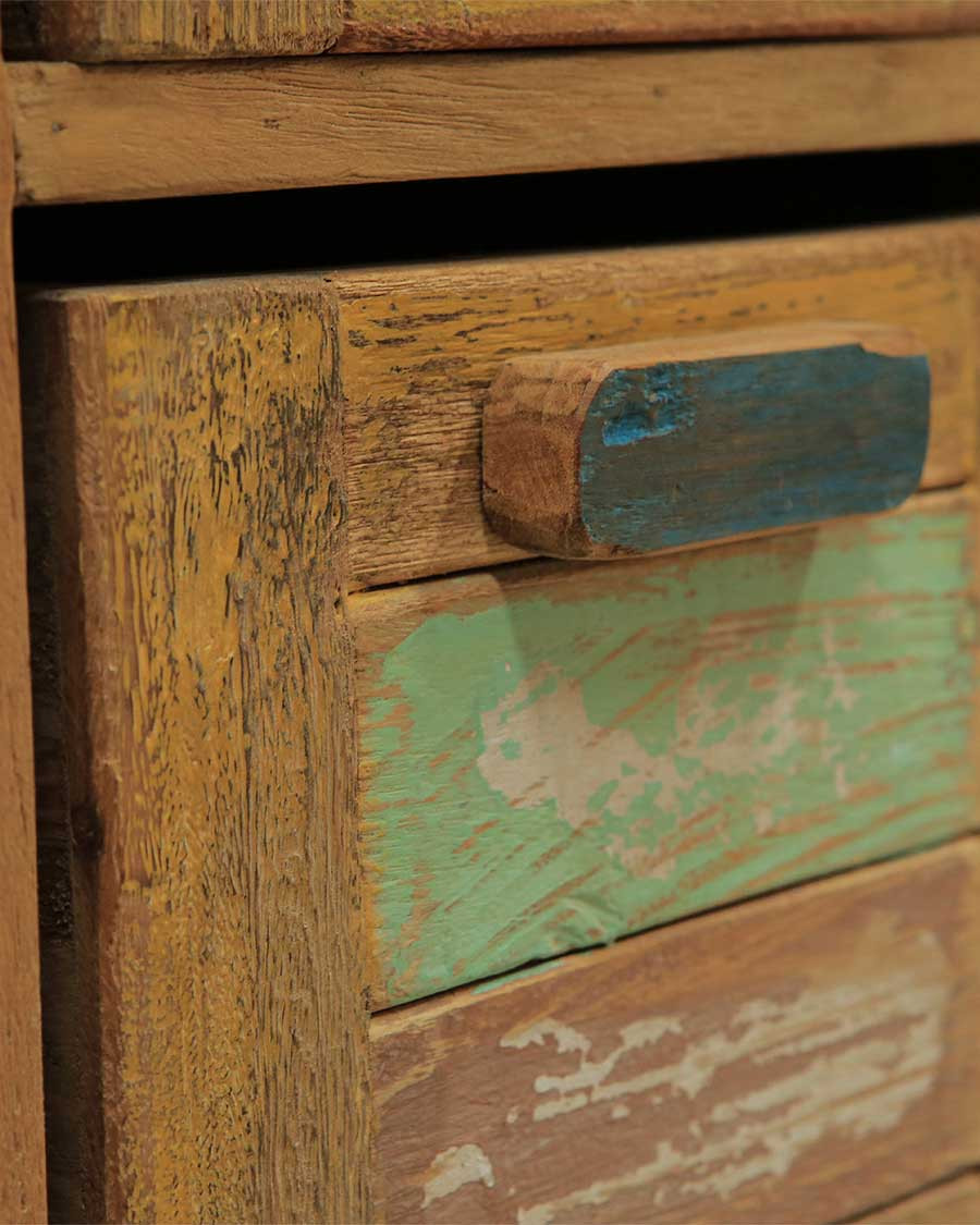 Antik - Kleine Badezimmersäule aus recyceltem Bootsteakholz