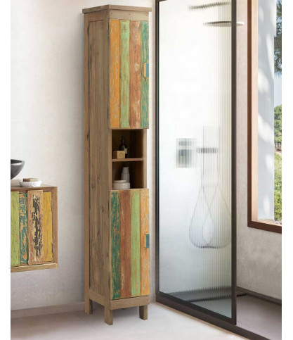Antik - Grande colonne de salle de bain en teck de bateau recyclé