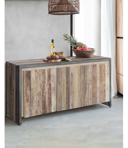 Arche - Credenza industriale in teak riciclato e metallo, 180 cm