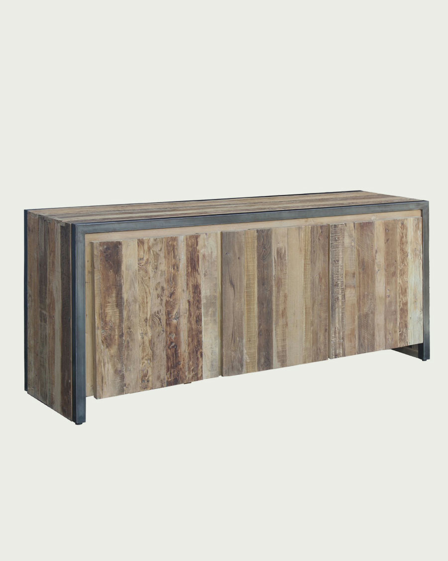 Arche - Industriële dressoir van gerecycled teakhout en metaal, 180 cm