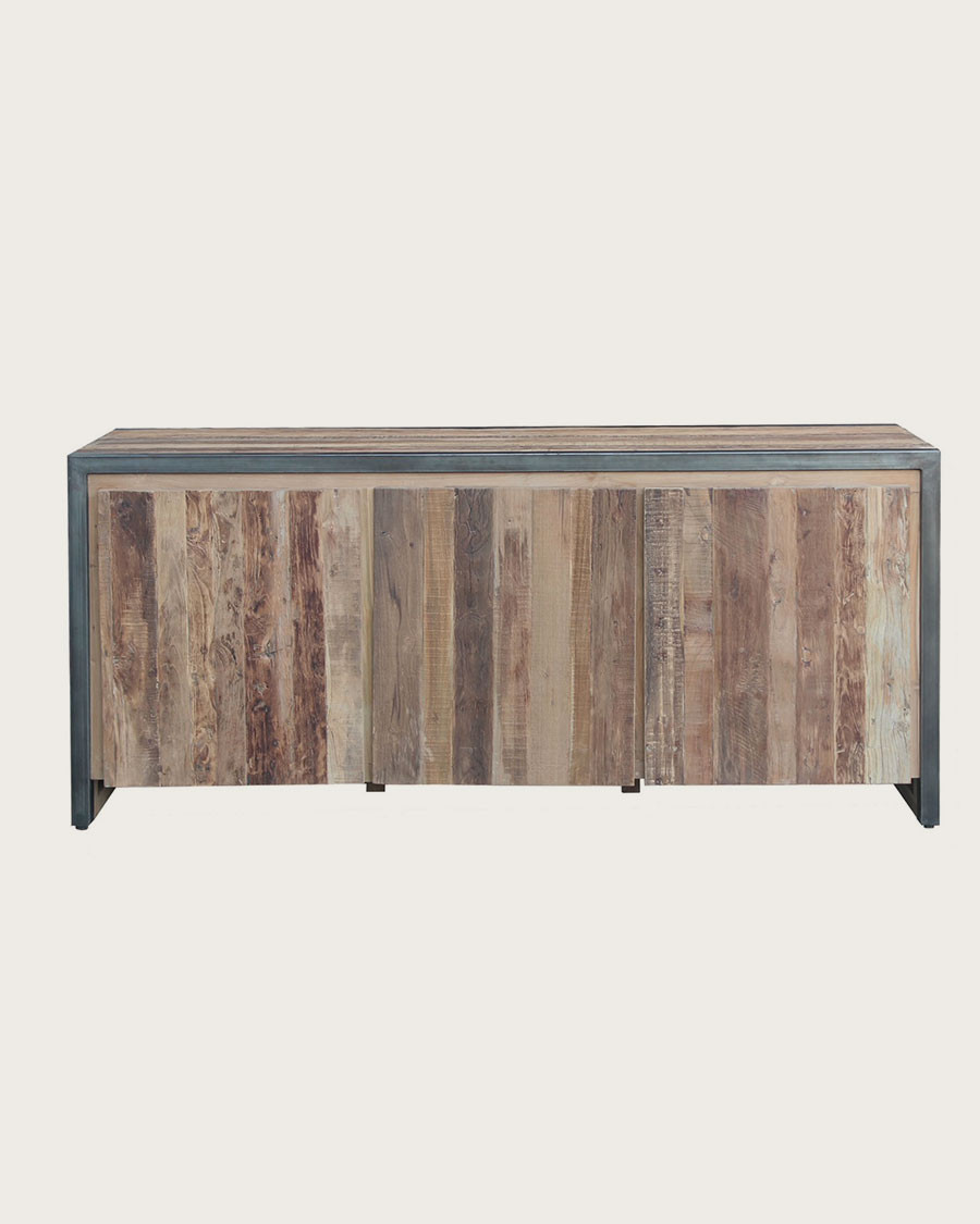 Arche - Credenza industriale in teak riciclato e metallo, 180 cm