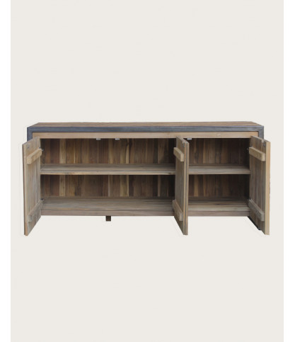 Arche - Credenza industriale in teak riciclato e metallo, 180 cm