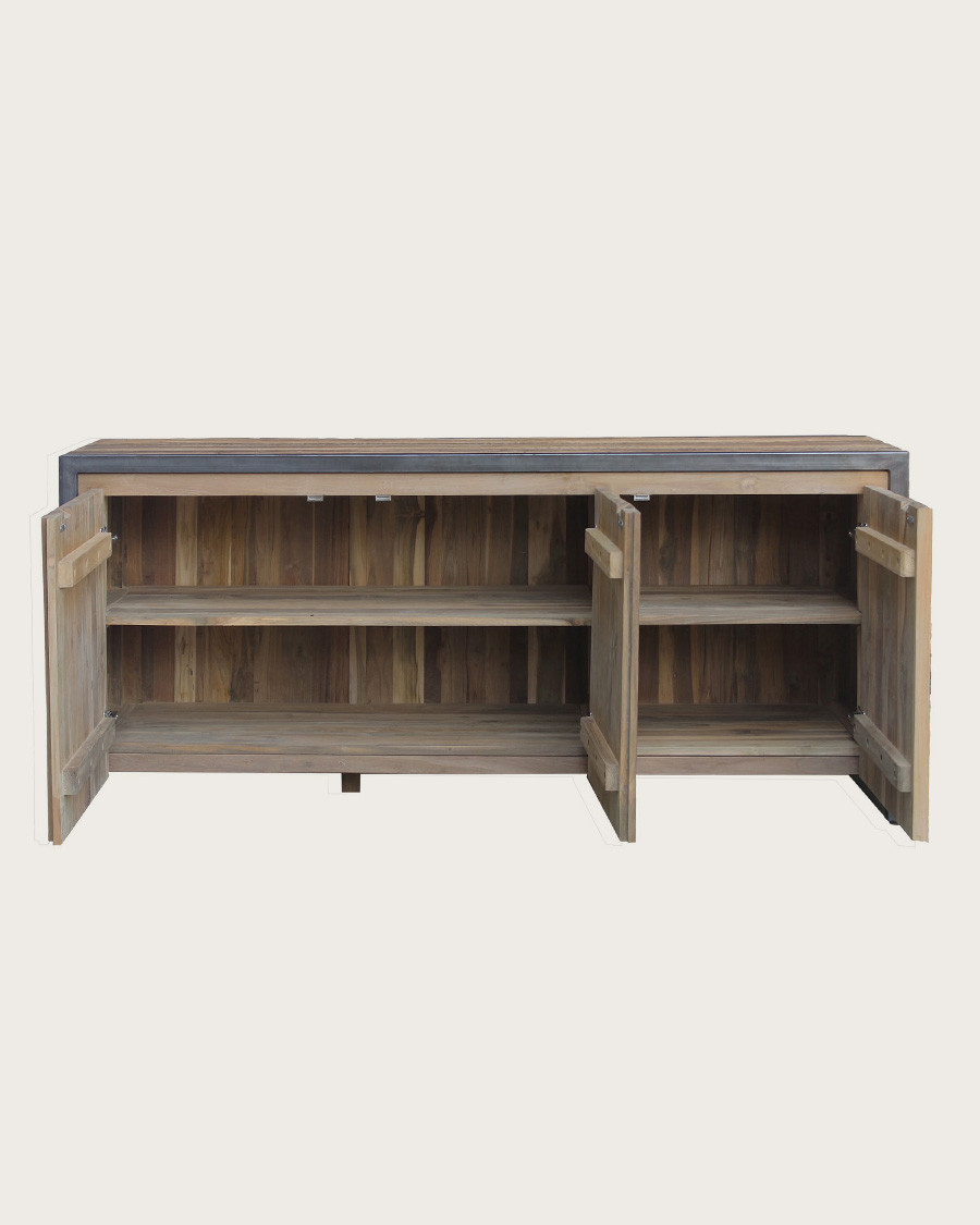 Arche - Industriële dressoir van gerecycled teakhout en metaal, 180 cm
