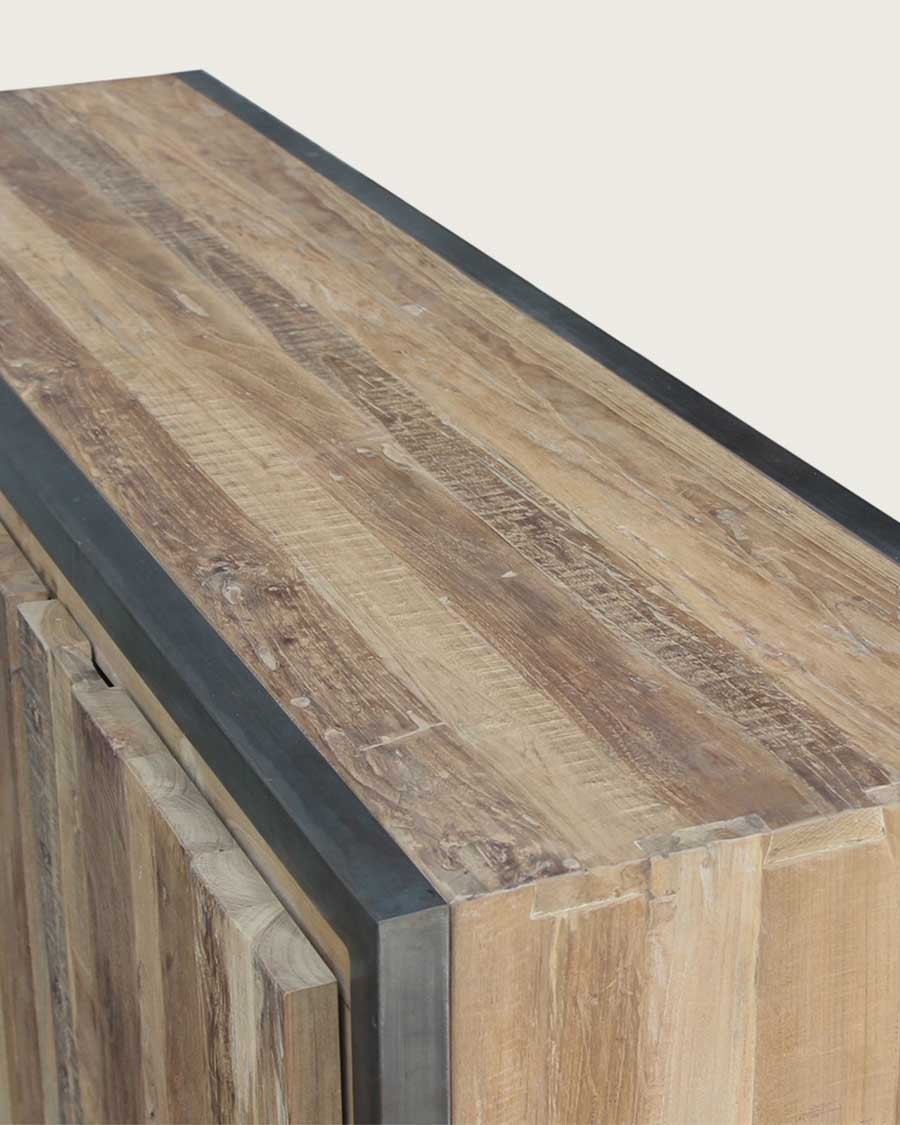 Arche - Credenza industriale in teak riciclato e metallo, 180 cm