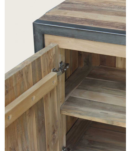 Arche - Industrial sideboard in recycled teak and metal 180 cm