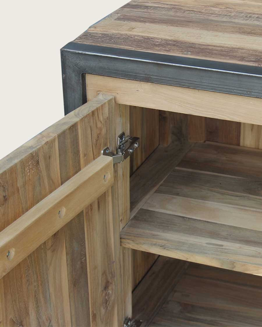 Arche - Industriële dressoir van gerecycled teakhout en metaal, 180 cm