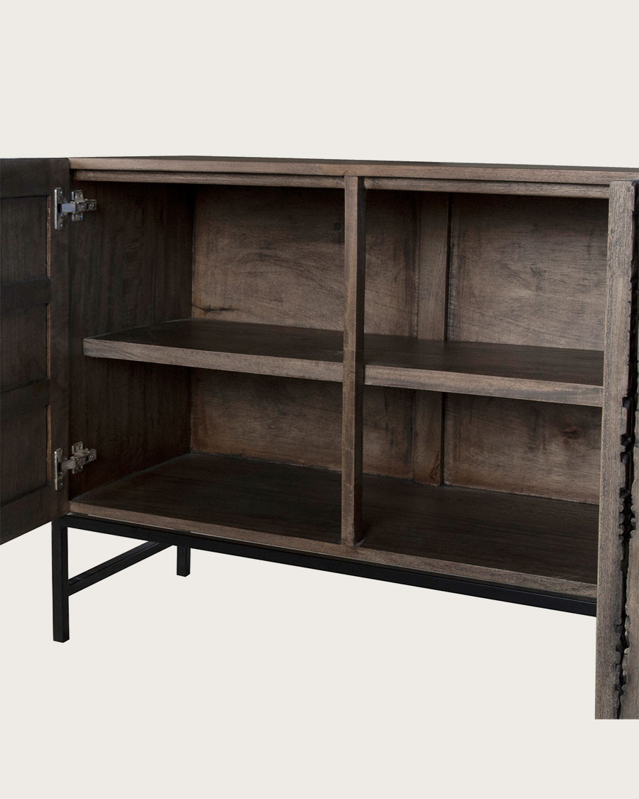 Hawaii - Black sideboard in solid carved teak wood 200 cm
