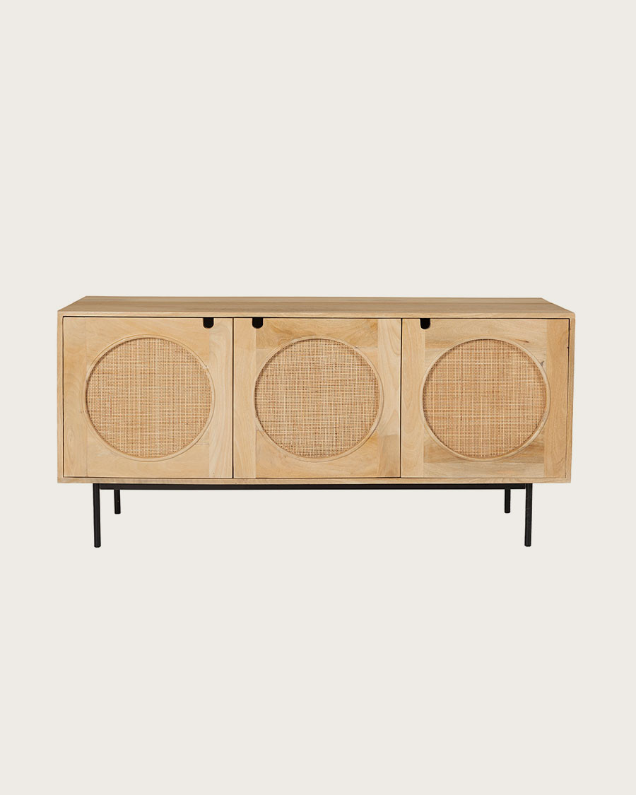 Kali - Wooden and cane sideboard 145 cm