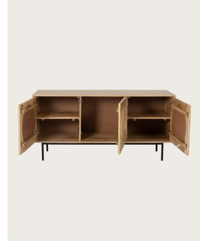 Kali - Dressoir van hout en riet, 145 cm