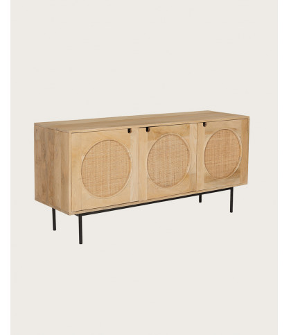 Kali - Wooden and cane sideboard 145 cm
