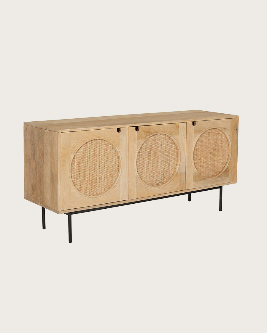 Kali - Wooden and cane sideboard 145 cm