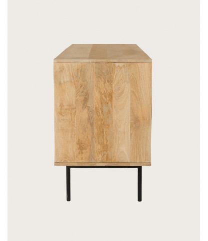 Kali - Aparador de madera y mimbre, 145 cm