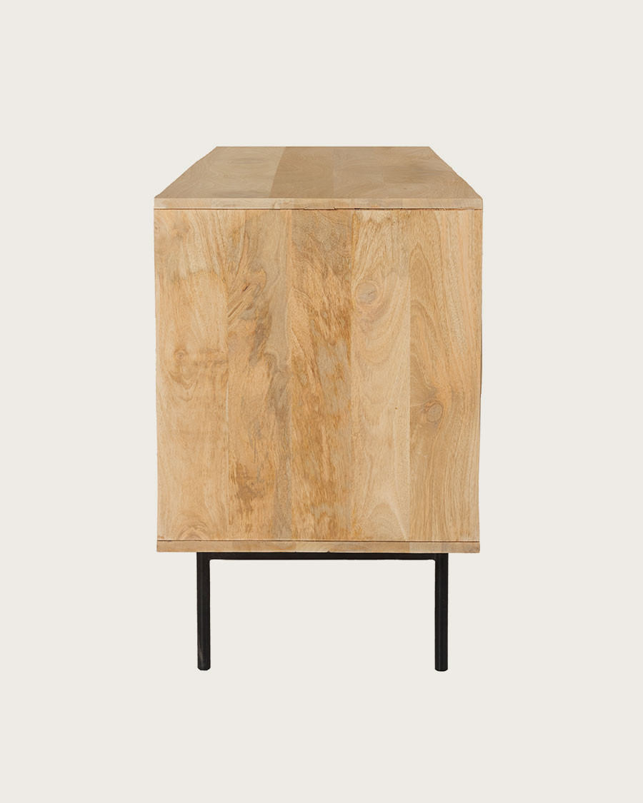 Kali - Dressoir van hout en riet, 145 cm