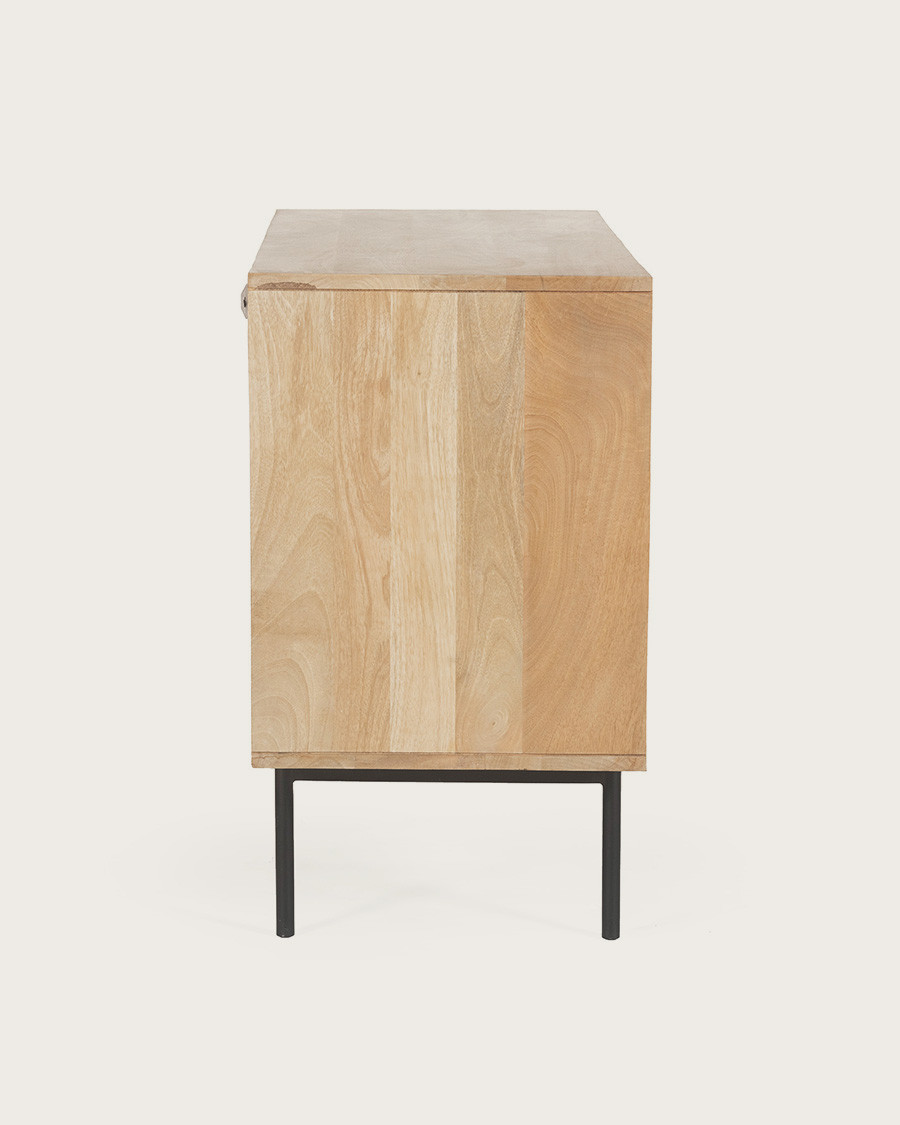 Kali - Aparador pequeño de madera y mimbre, 100 cm