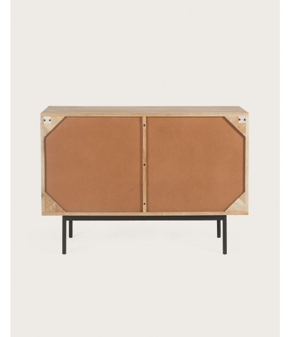 Kali - Credenza piccola in legno e canna, 100 cm