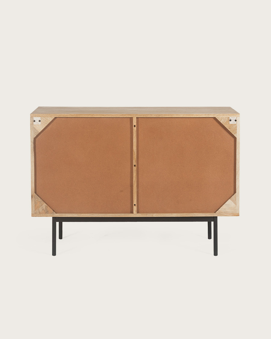 Kali - Credenza piccola in legno e canna, 100 cm
