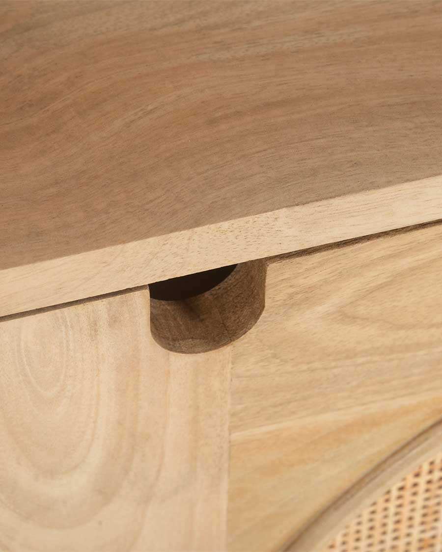 Kali - Aparador pequeño de madera y mimbre, 100 cm