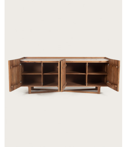 Endah - Buffet in solid mango wood and white marble, 175 cm