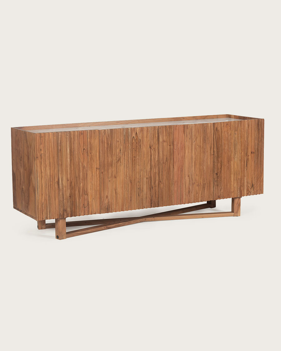 Endah - Sideboard aus massivem Mangoholz und weißem Marmor 175 cm