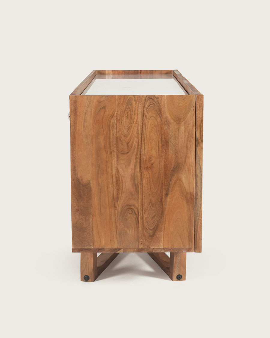 Endah - Sideboard aus massivem Mangoholz und weißem Marmor 175 cm