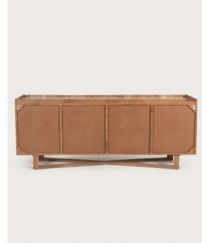 Endah - Aparador de madera maciza de mango y mármol blanco 175 cm