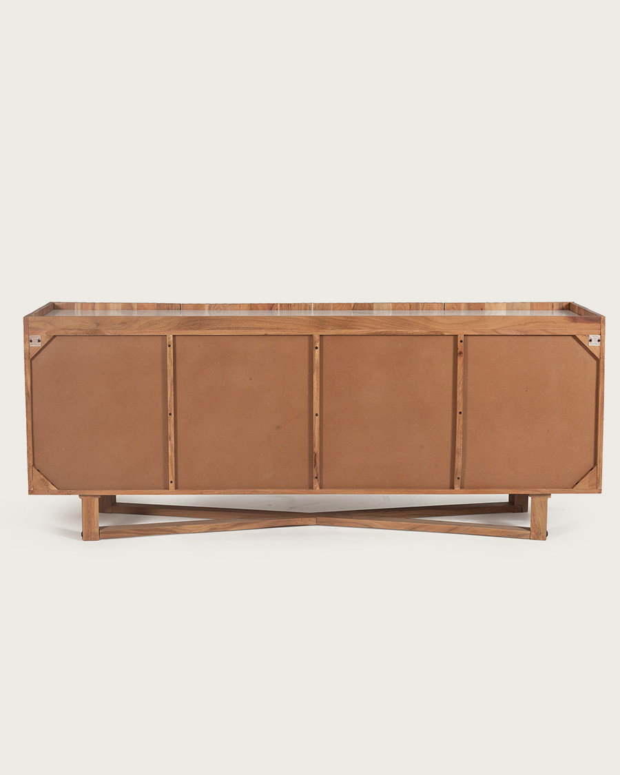 Endah - Sideboard aus massivem Mangoholz und weißem Marmor 175 cm