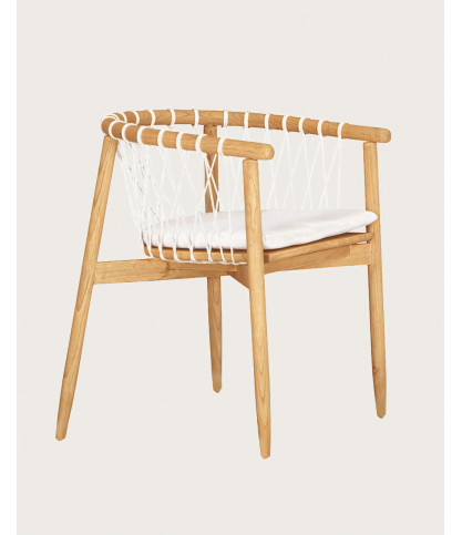 Nala - Solid teak and white rope chair
