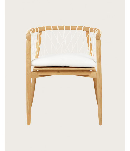 Nala - Solid teak and white rope chair