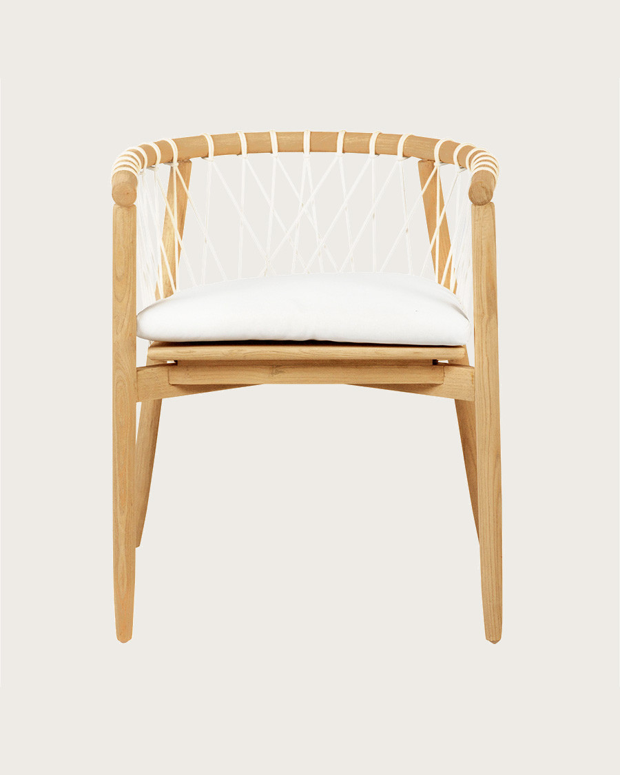 Nala - Solid teak and white rope chair